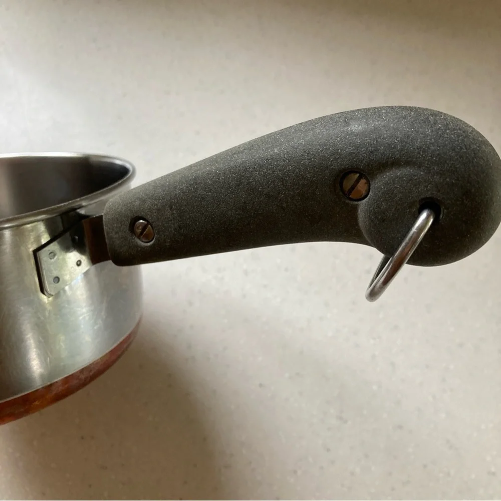 Stainless Steel Copper Bottom Saucepan with Black Handle 1 Quart